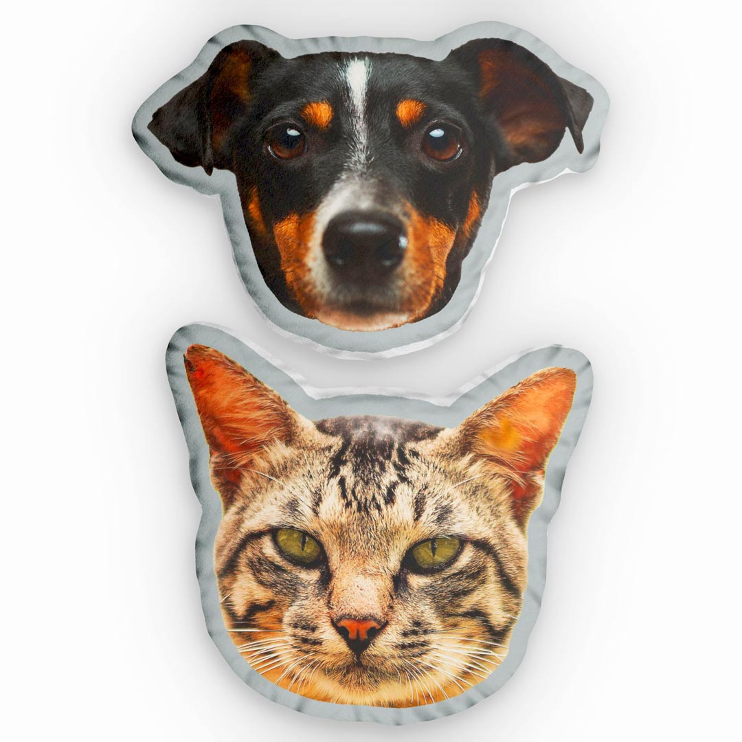 personalisiertes fotokissen formkissen tier gesicht grau