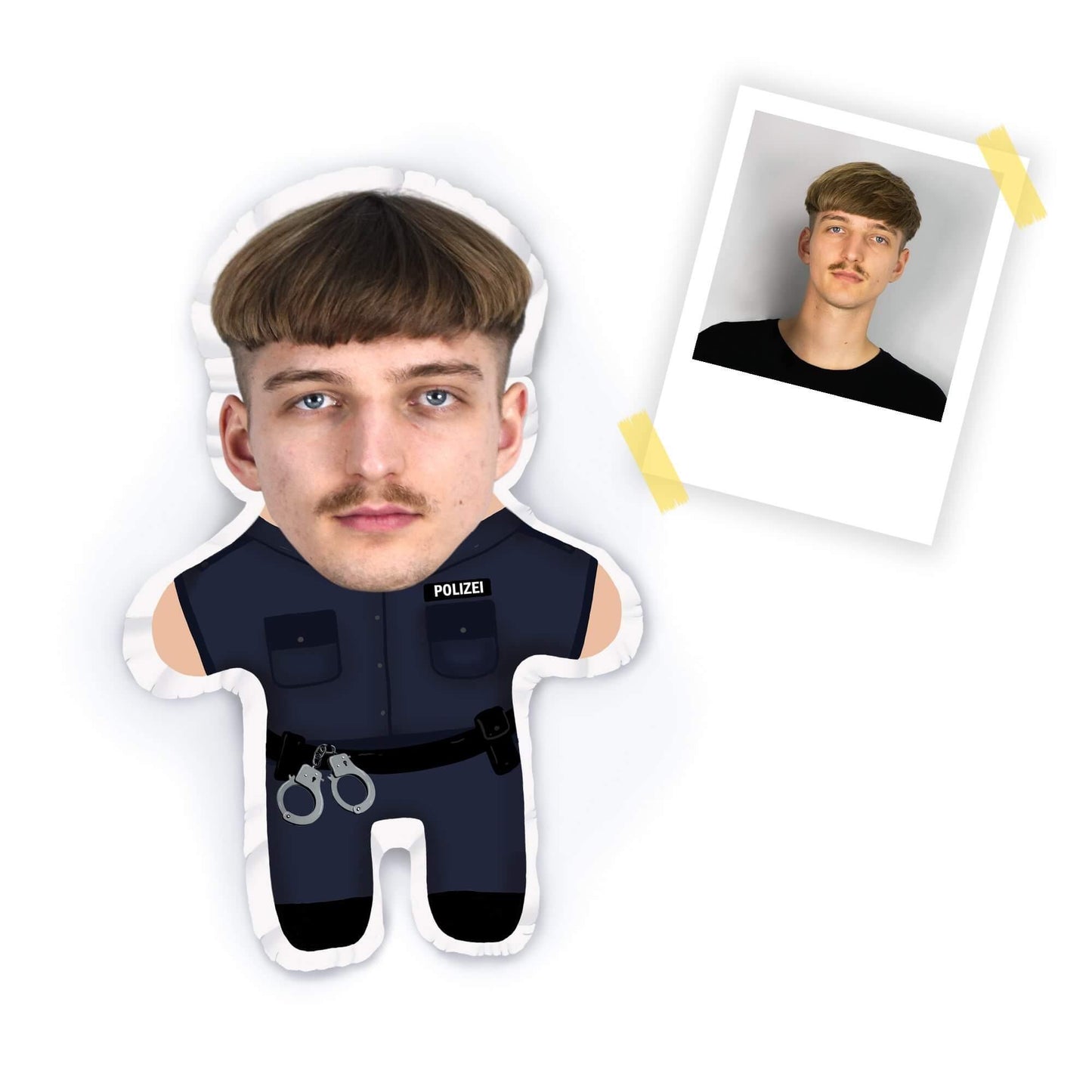 Personalisierbare Mini Me Doll Polizist - Dein Lieblingskissen - Personalisierte Formkissen