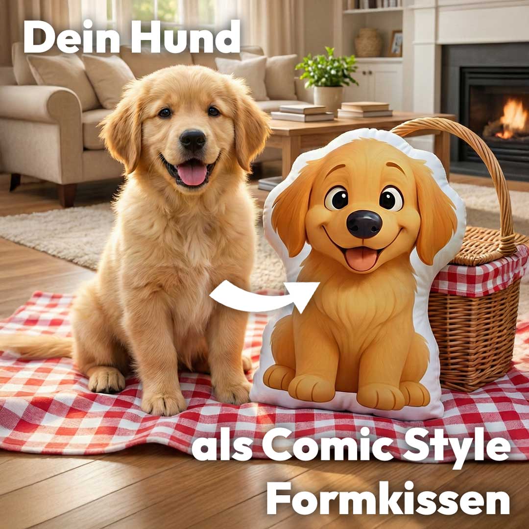 Personalisiertes Haustier Formkissen im Comic Style