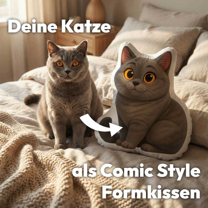Personalisiertes Haustier Formkissen im Comic Style